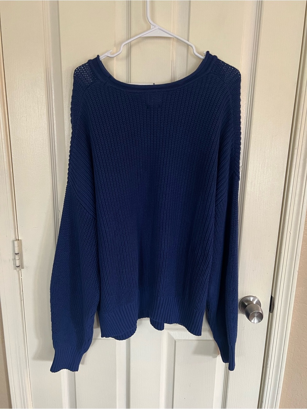 GAP Women’s Large Navy Blue 100% Cotton Chunky Knit Pullover Oversized NWT - Picture 8 of 9